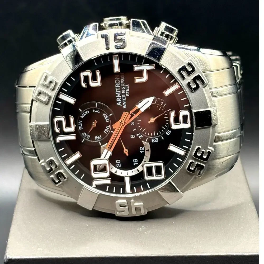 Armitron 20/5168SV Multifunction Black Dial Stainless Steel Men's 51mm Watch